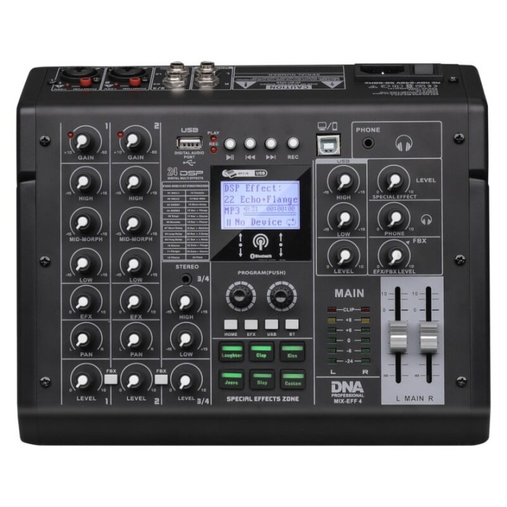 DNA MIX-EFF 4 analogowy mikser dźwięku 4 kanały USB MP3 Bluetooth
