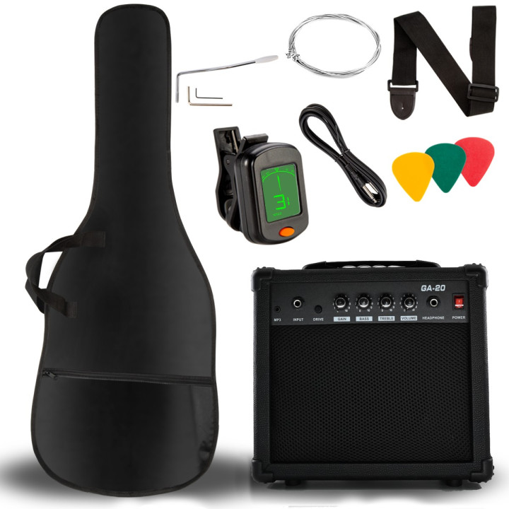 V-TONE EGS 39 MBK gitara elektryczna 4/4 czarny mat 39" HH zestaw