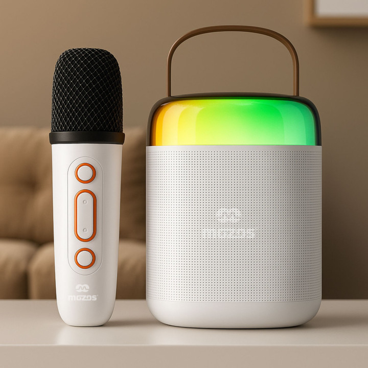 MOZOS MK-WHITE Mikrofon karaoke głośnik bt biały