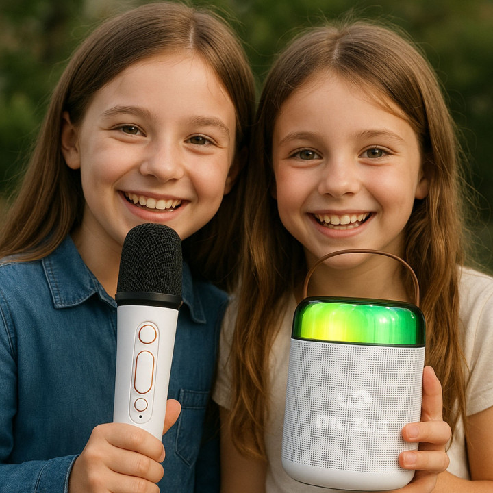 MOZOS MK-WHITE Mikrofon karaoke głośnik bt biały
