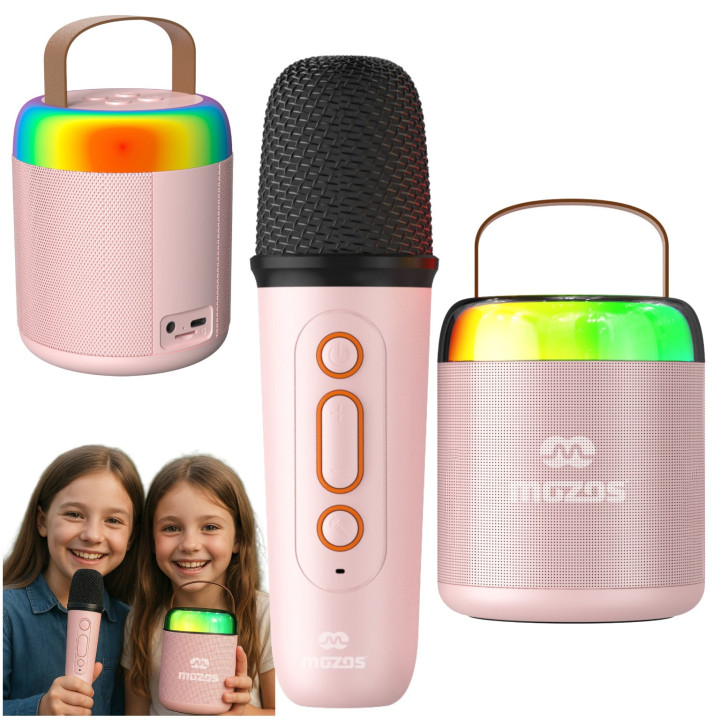 MOZOS MK-PINK Mikrofon karaoke głośnik bt różowy