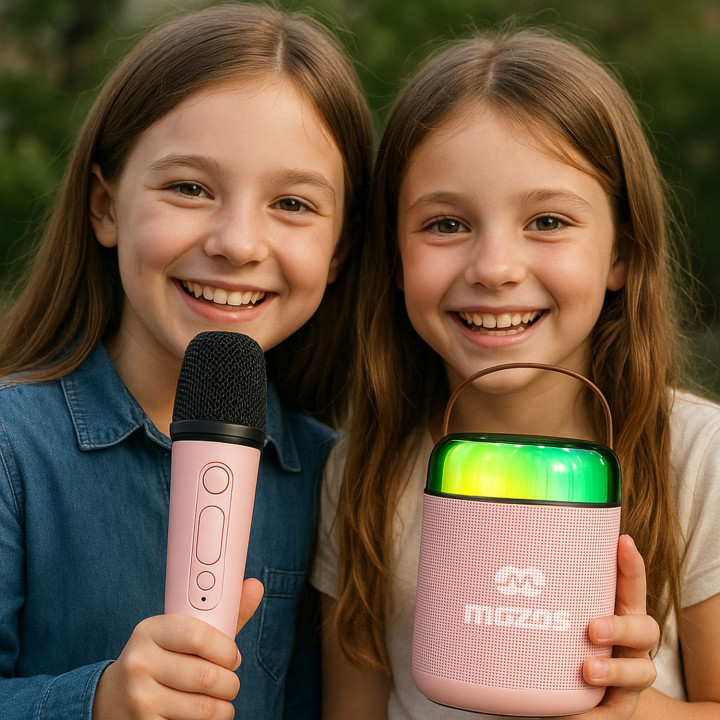 MOZOS MK-PINK Mikrofon karaoke głośnik bt różowy