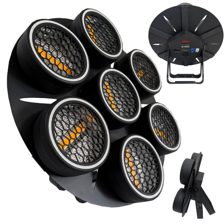 EVOLIGHTS LUMEN 7 RING 7x30W RGB LED reflektor vintage retro