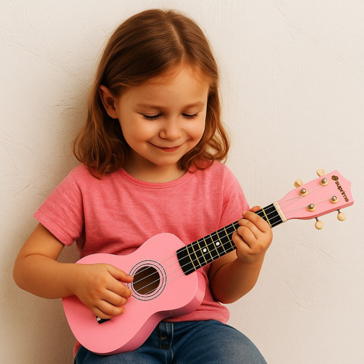 SUPRIMO ukulele sopranowe 21" różowe drewniane pokrowiec 3 kostki