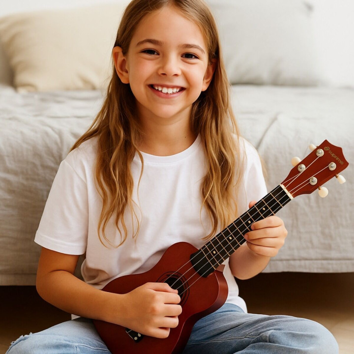 SUPRIMO ukulele sopranowe 21" ciemne drewno pokrowiec 3 kostki do gry