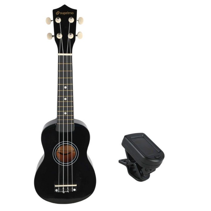 SUPRIMO ukulele sopranowe 21" czarne drewniane pokrowiec 3 kostki