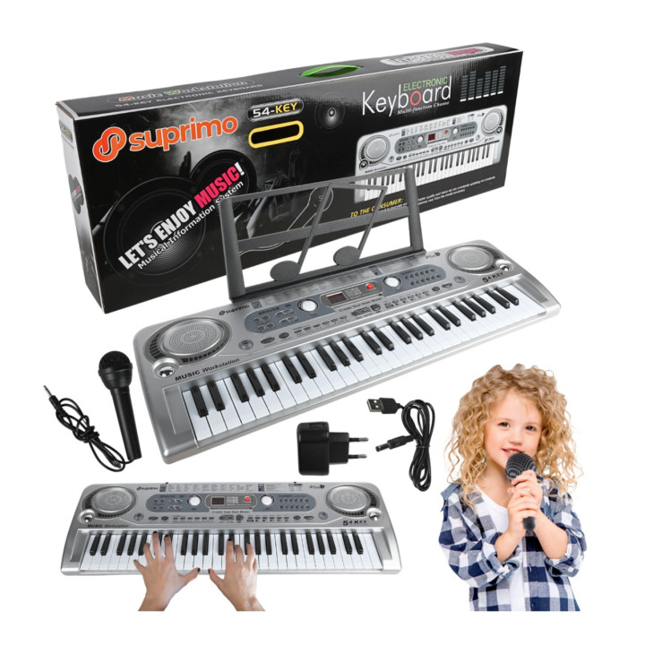 SUPRIMO 824 USB keyboard dla dzieci pulpit do nut mikrofon MP3 AUX