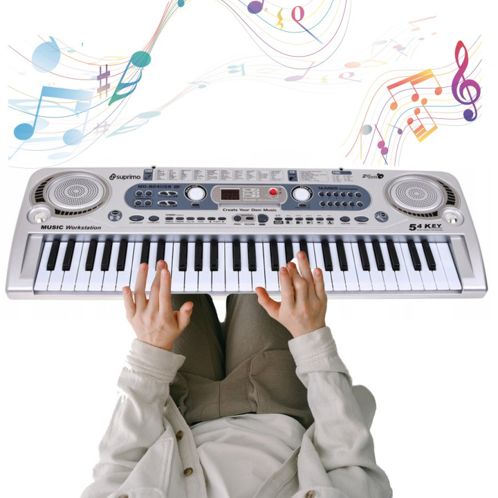 SUPRIMO 824 USB keyboard dla dzieci pulpit do nut mikrofon MP3 AUX