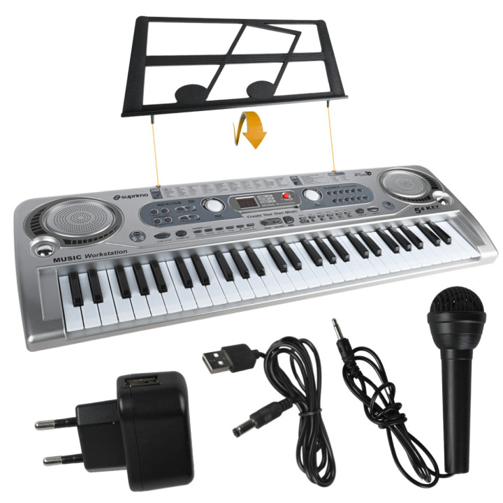 SUPRIMO 824 USB keyboard dla dzieci pulpit do nut mikrofon MP3 AUX