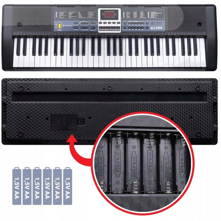 SUPRIMO 6136L KEYBOARD z mikrofonem dla dzieci podświetlane klawisze