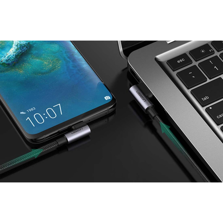 UGREEN 20857 Kabel USB do USB-C kątowy US176, 3A, 2m czarny