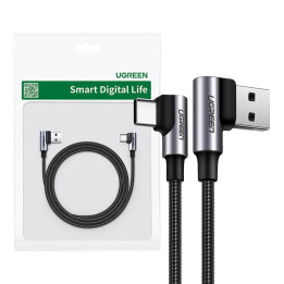 UGREEN 70875 Kabel USB-C do USB-A 2.0 kątowy 3A 3m czarny
