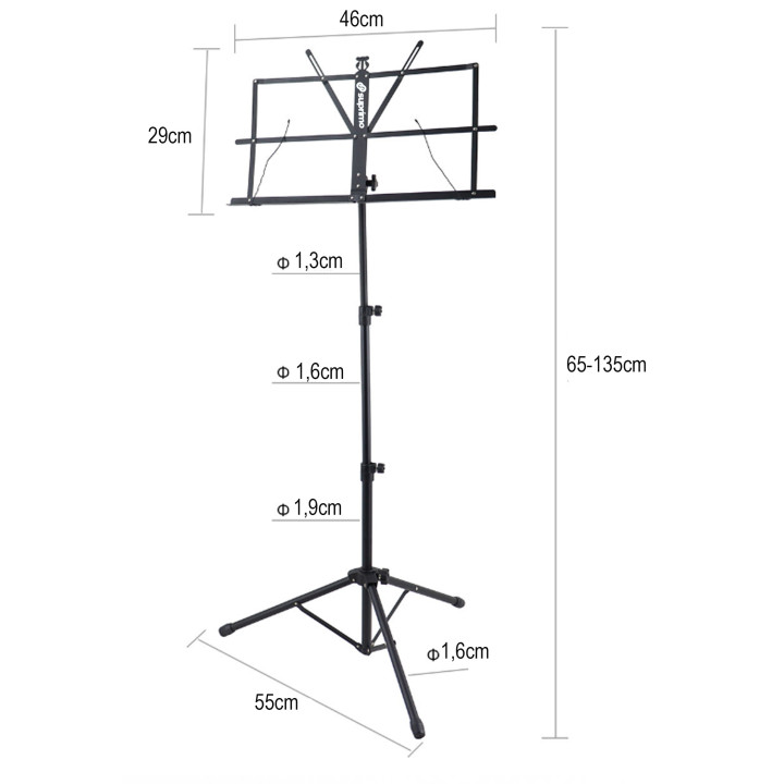 SUPRIMO D1 statyw stojak pulpit do nut regulowany 65-130 cm do 12 kg