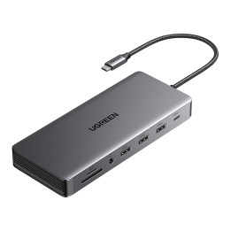 Hub USB-C 4x USB, 2x HDMI, DisplayPort, RJ45, SD/TF, AUX, PD 100W