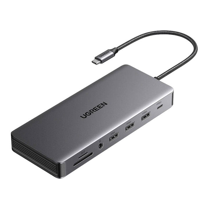 Hub USB-C 4x USB, 2x HDMI, DisplayPort, RJ45, SD/TF, AUX, PD 100W