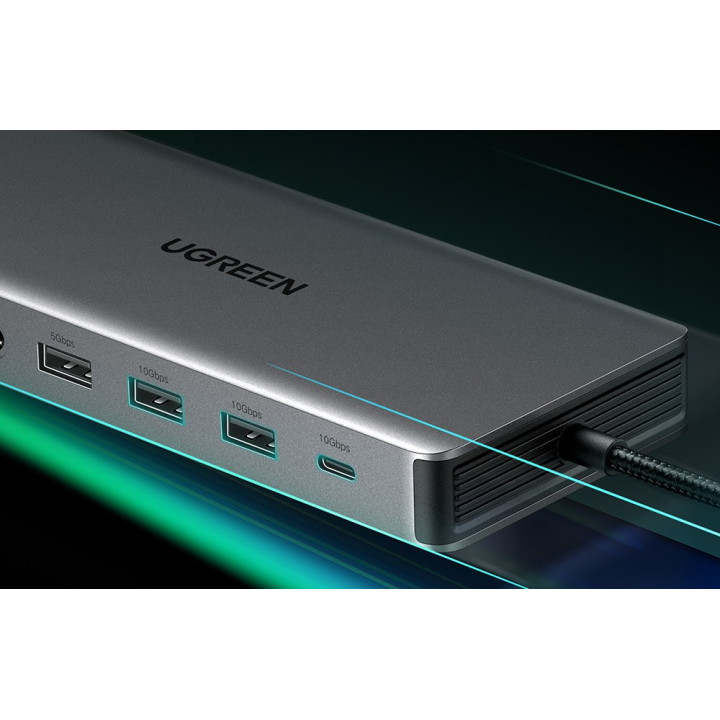 Hub USB-C 4x USB, 2x HDMI, DisplayPort, RJ45, SD/TF, AUX, PD 100W
