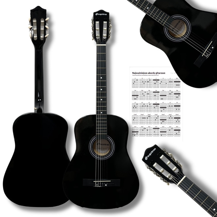 SUPRIMO CGS1 BK gitara klasyczna 4/4 czarna do nauki dla początkującyc