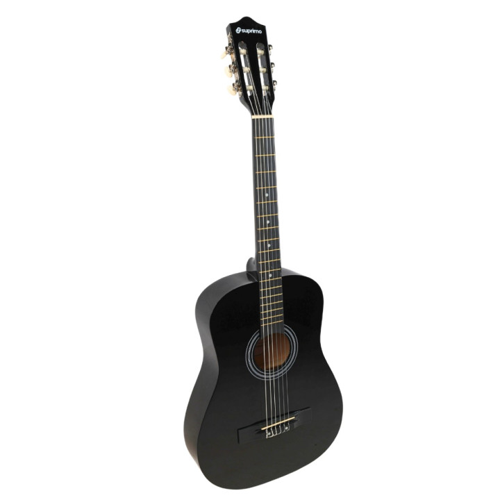 Gitara klasyczna 4/4 czarna tuner kostki pasek struny pokrowiec