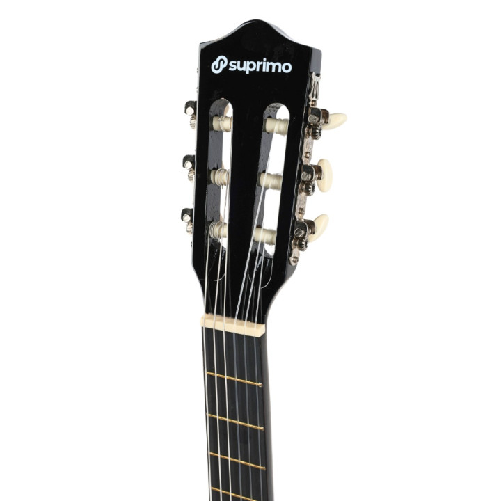 Gitara klasyczna 4/4 czarna tuner kostki pasek struny pokrowiec