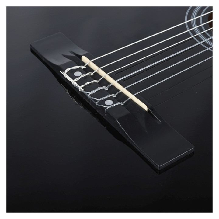 Gitara klasyczna 4/4 czarna tuner kostki pasek struny pokrowiec