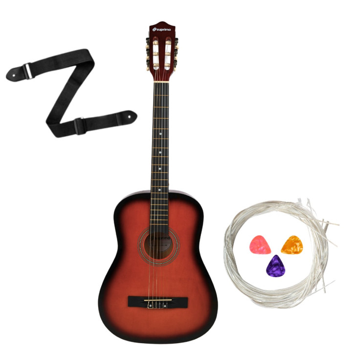 Gitara klasyczna 4/4 kostki pasek struny pokrowiec akordy