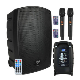 Kolumna aktywna akumulatorowa Bluetooth TWS USB SD DSP AUX 2x mikrofon