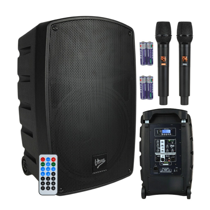Kolumna aktywna akumulatorowa Bluetooth TWS USB SD DSP AUX 2x mikrofon