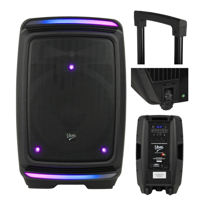 Kolumna aktywna akumulatorowa czarna Bluetooth TWS USB AUX FM DSP