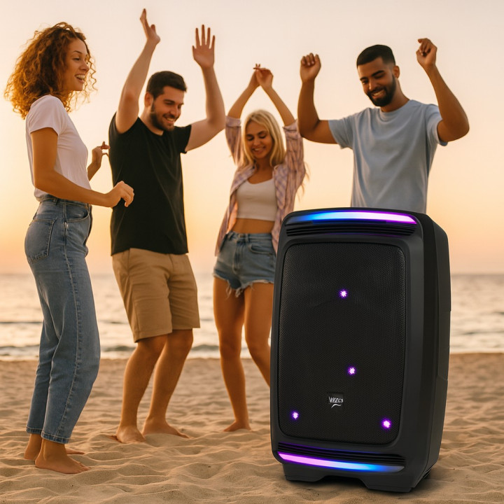 Kolumna aktywna akumulatorowa czarna Bluetooth TWS USB AUX FM DSP