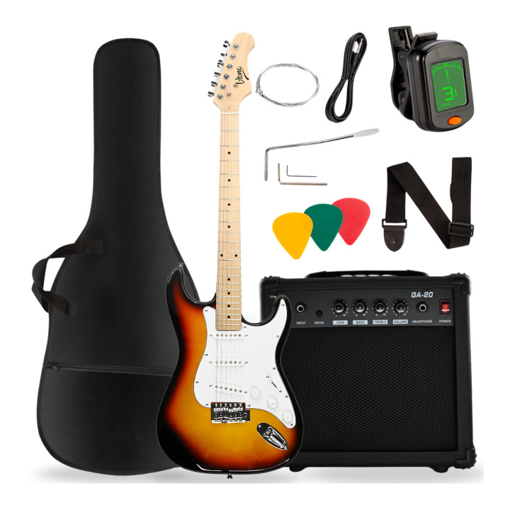 V-TONE EGA 39 SB gitara elektryczna 4/4 stratocaster 39" SSS zestaw