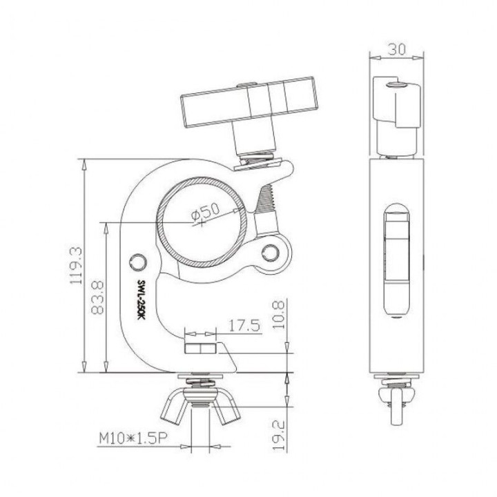 STAND4ME HAK UCHWYT do ŚWIATEŁ do 250 KG 50mm SR