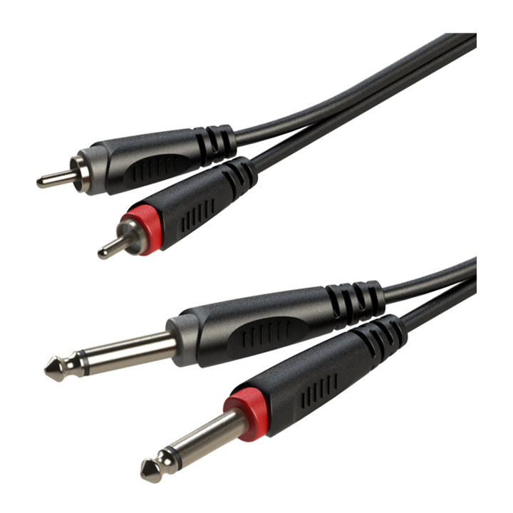 Kabel audio 6m 2x wtyk jack mono 6,3mm - 2x wtyk RCA ROXTONE SACC150L6
