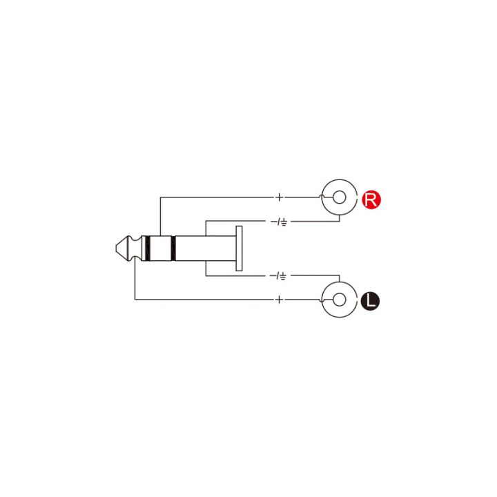 ROXTONE RPAN330 adapter wtyk jack 6,3mm stereo - 2x gniazdo RCA