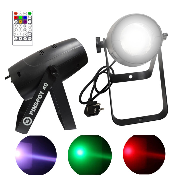 LIGHT4ME PINSPOT 40 reflektor sceniczny 40W RGBW LED pilot bezprzewod