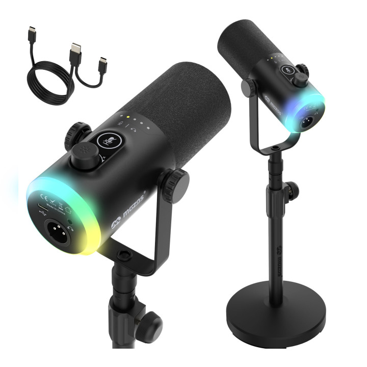 MOZOS GM-ONE mikrofon dynamiczny USB XLR RGB czarny