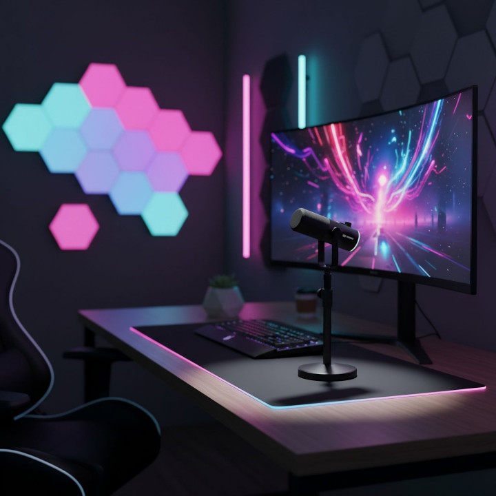 MOZOS GM-ONE mikrofon dynamiczny USB XLR RGB czarny