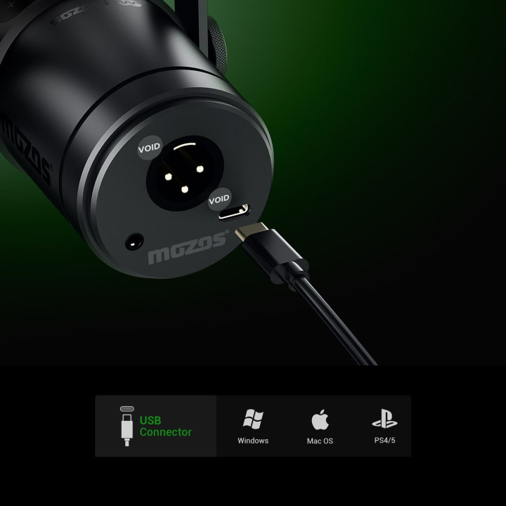 MOZOS MKIT STUDIO PRO mikrofon dynamiczny USB XLR statyw biurkowy