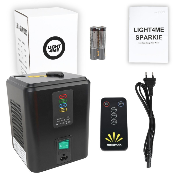 LIGHT4ME SPARKIE wytwornica iskier maszyna do zimnych ogni 350W pilot bezprzewodowy