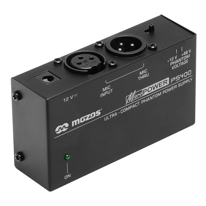 MOZOS PS400 zasilacz phantom +48V +12V do mikrofonów XLR