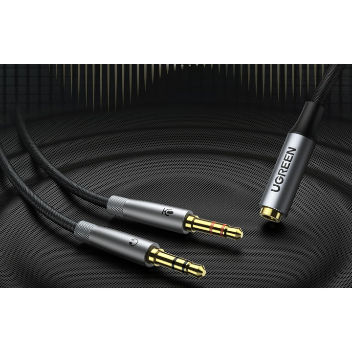UGREEN 50255 Rozdzielacz audio AUX słuchawki + mikrofon 3.5mm 20cm