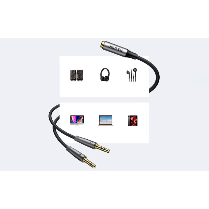 UGREEN 50255 Rozdzielacz audio AUX słuchawki + mikrofon 3.5mm 20cm