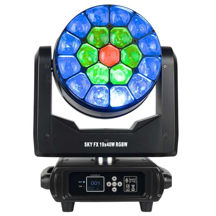 LIGHT4ME SKY FX 19x40W RGBW głowica ruchoma oświetlenie sceniczne LED