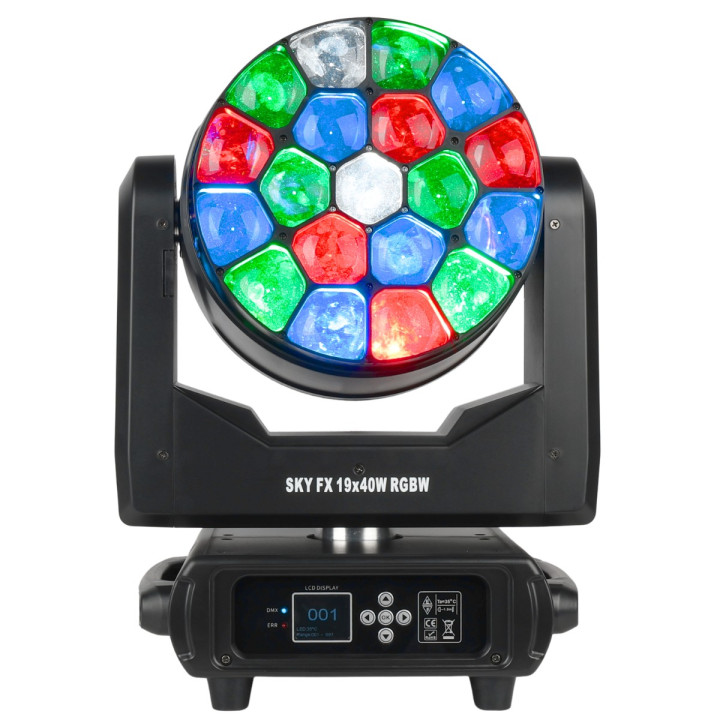 LIGHT4ME SKY FX 19x40W RGBW głowica ruchoma oświetlenie sceniczne LED