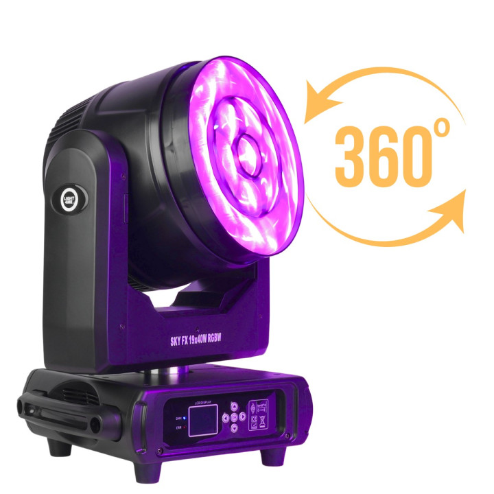 LIGHT4ME SKY FX 19x40W RGBW głowica ruchoma oświetlenie sceniczne LED