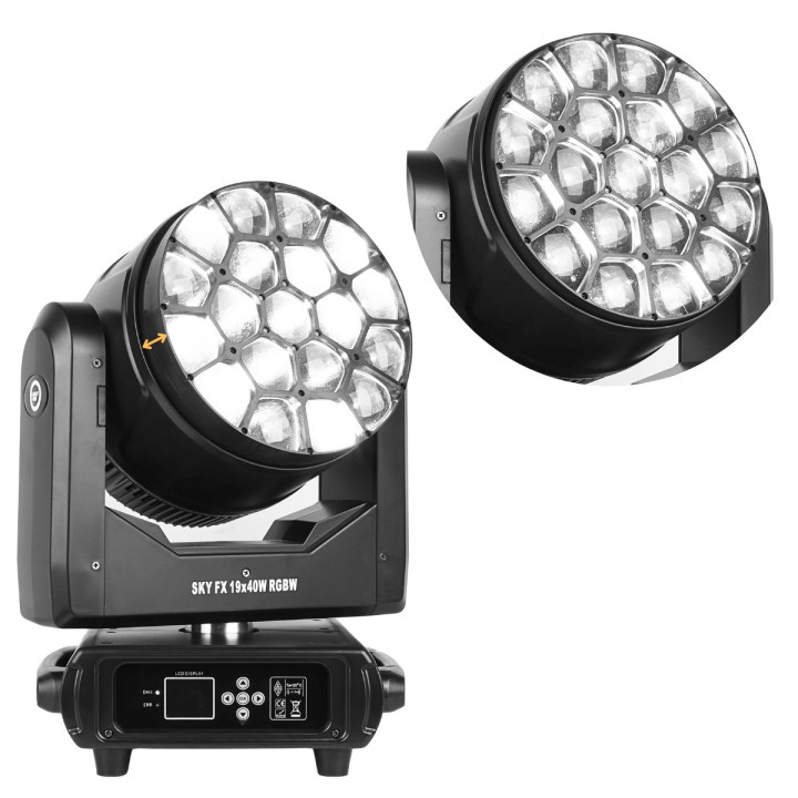 LIGHT4ME SKY FX 19x40W RGBW głowica ruchoma oświetlenie sceniczne LED