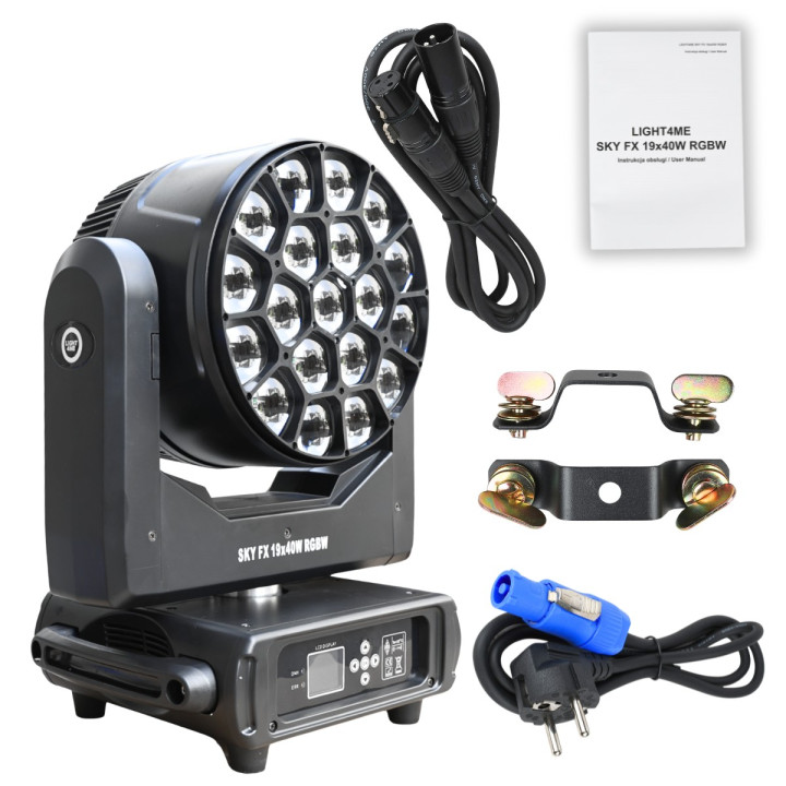 LIGHT4ME SKY FX 19x40W RGBW głowica ruchoma oświetlenie sceniczne LED