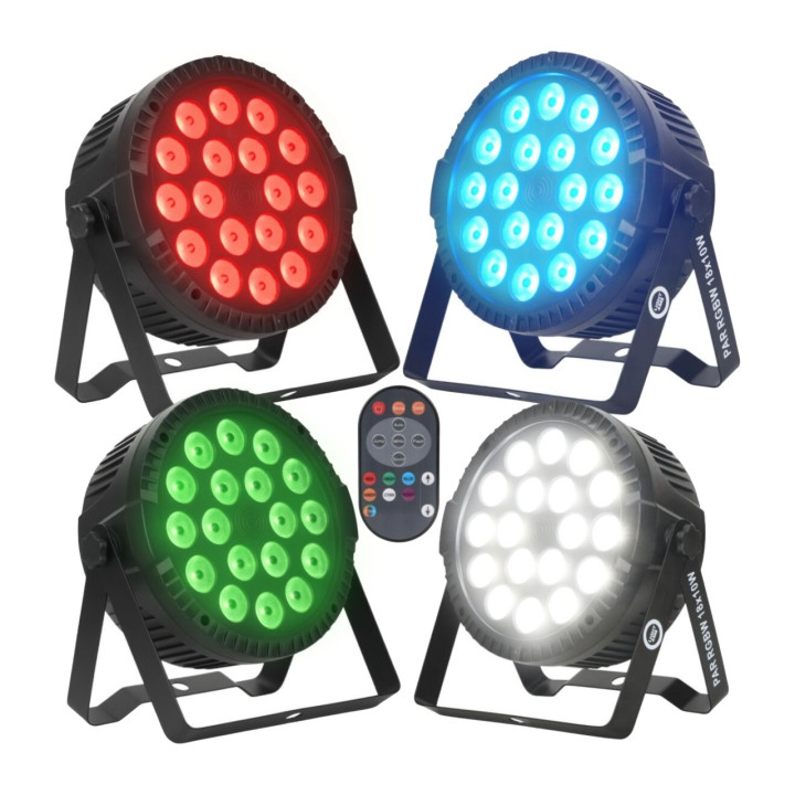 Reflektor sceniczny oświetlenie LED DMX pilot PAR RGBW 18x10W