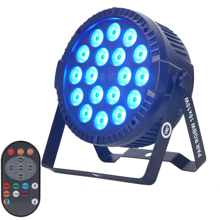 Reflektor sceniczny oświetlenie LED DMX pilot PAR RGBW 18x10W