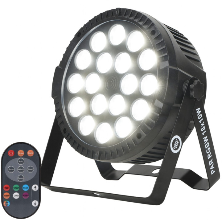 Reflektor sceniczny oświetlenie LED DMX pilot PAR RGBW 18x10W
