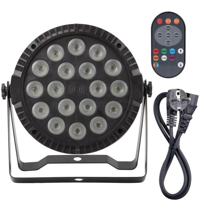 Reflektor sceniczny oświetlenie LED DMX pilot PAR RGBW 18x10W